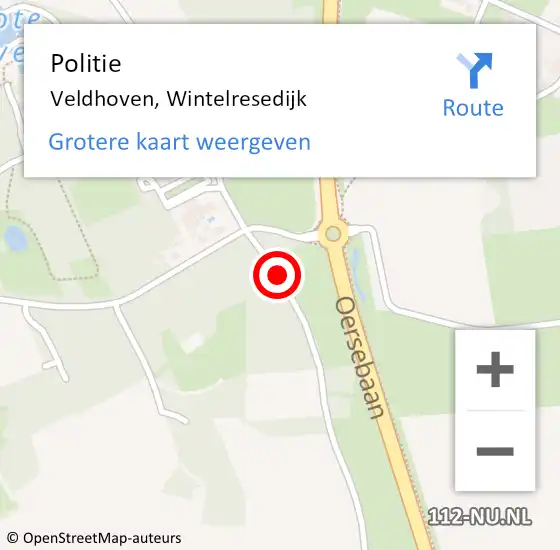 Locatie op kaart van de 112 melding: Politie Veldhoven, Wintelresedijk op 26 januari 2018 13:51