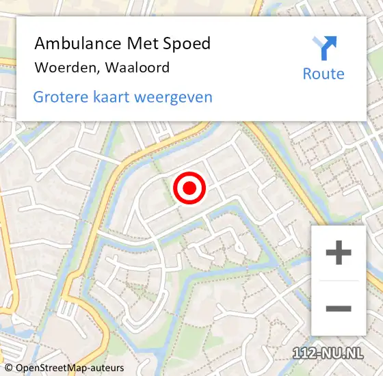 Locatie op kaart van de 112 melding: Ambulance Met Spoed Naar Woerden, Waaloord op 26 januari 2018 14:18