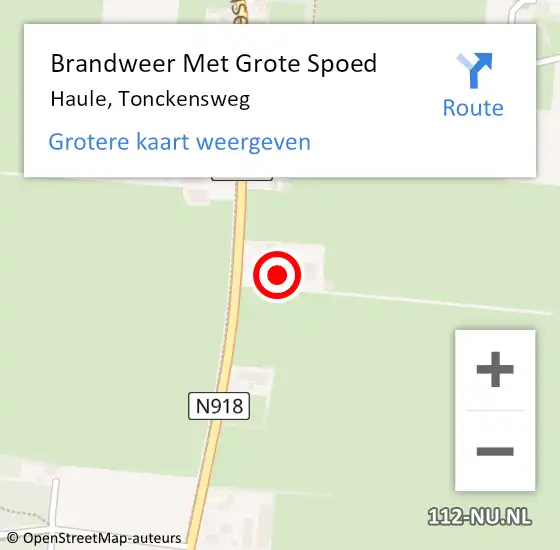 Locatie op kaart van de 112 melding: Brandweer Met Grote Spoed Naar Haule, Tonckensweg op 26 januari 2018 14:20