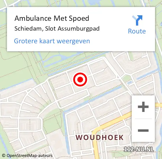 Locatie op kaart van de 112 melding: Ambulance Met Spoed Naar Schiedam, Slot Assumburgpad op 26 januari 2018 14:50