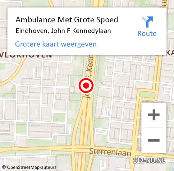 Locatie op kaart van de 112 melding: Ambulance Met Grote Spoed Naar Eindhoven, John F Kennedylaan op 26 januari 2018 15:00