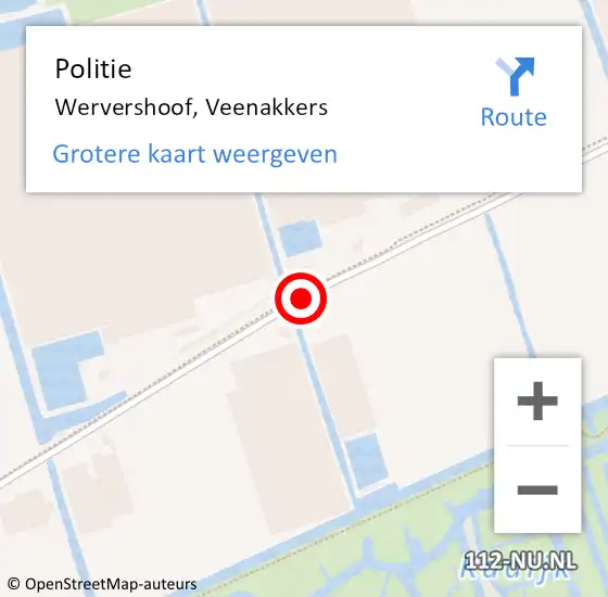 Locatie op kaart van de 112 melding: Politie Wervershoof, Veenakkers op 26 januari 2018 15:02