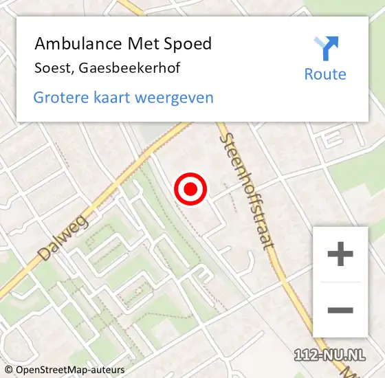 Locatie op kaart van de 112 melding: Ambulance Met Spoed Naar Soest, Gaesbeekerhof op 26 januari 2018 15:19