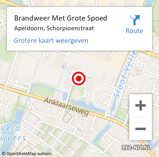 Locatie op kaart van de 112 melding: Brandweer Met Grote Spoed Naar Apeldoorn, Schorpioenstraat op 26 januari 2018 15:40