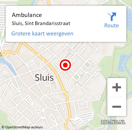 Locatie op kaart van de 112 melding: Ambulance Sluis, Sint Brandarisstraat op 26 januari 2018 16:09