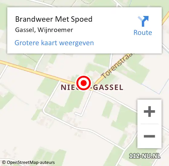 Locatie op kaart van de 112 melding: Brandweer Met Spoed Naar Gassel, Wijnroemer op 26 januari 2018 16:15