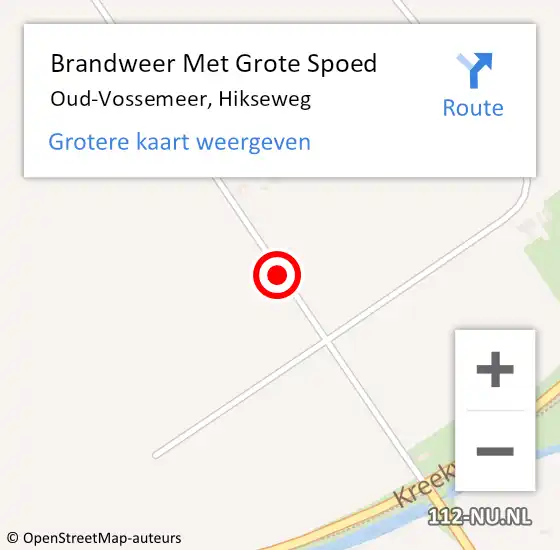 Locatie op kaart van de 112 melding: Brandweer Met Grote Spoed Naar Oud-Vossemeer, Hikseweg op 26 januari 2018 16:26