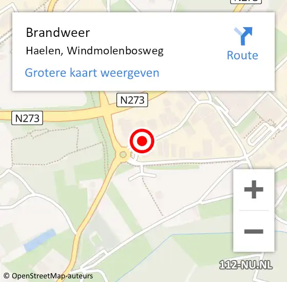 Locatie op kaart van de 112 melding: Brandweer Haelen, Windmolenbosweg op 26 januari 2018 16:32