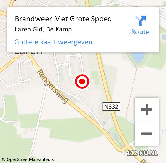 Locatie op kaart van de 112 melding: Brandweer Met Grote Spoed Naar Laren Gld, De Kamp op 14 februari 2014 12:15