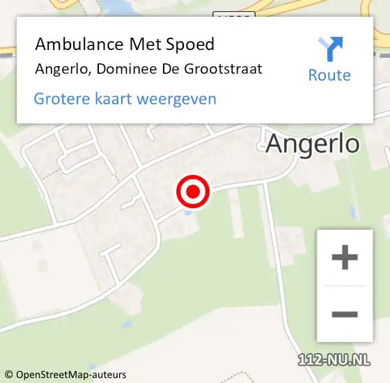 Locatie op kaart van de 112 melding: Ambulance Met Spoed Naar Angerlo, Dominee De Grootstraat op 26 januari 2018 16:41
