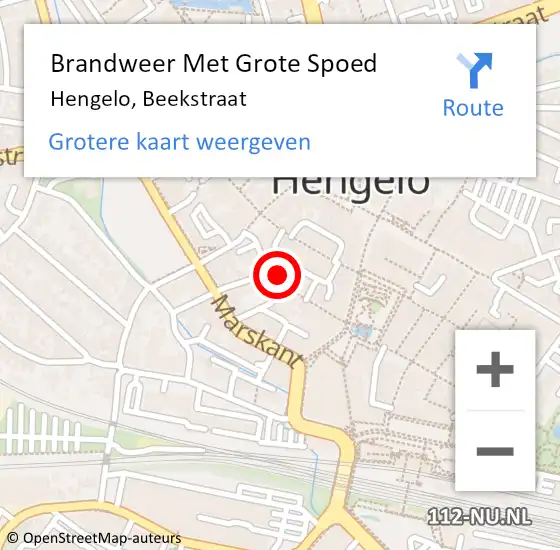 Locatie op kaart van de 112 melding: Brandweer Met Grote Spoed Naar Hengelo, Beekstraat op 14 februari 2014 12:16