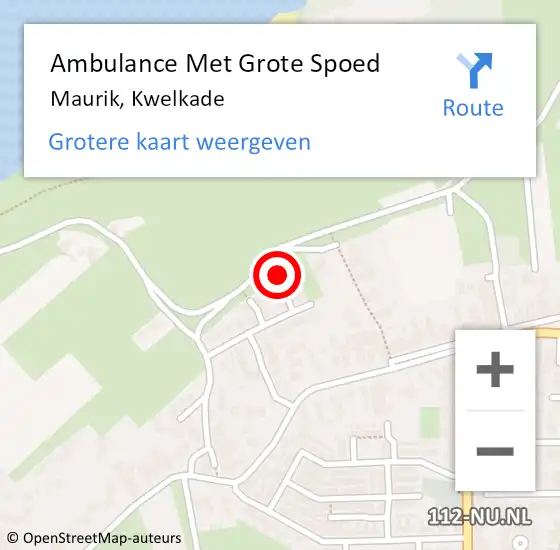 Locatie op kaart van de 112 melding: Ambulance Met Grote Spoed Naar Maurik, Kwelkade op 14 februari 2014 12:17