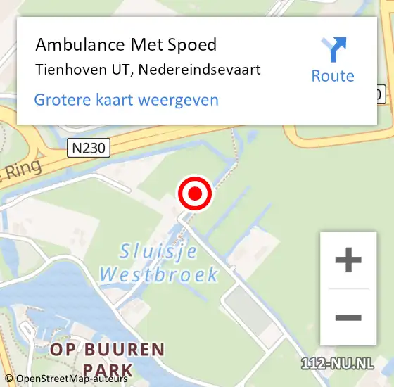 Locatie op kaart van de 112 melding: Ambulance Met Spoed Naar Tienhoven UT, Nedereindsevaart op 26 januari 2018 17:19