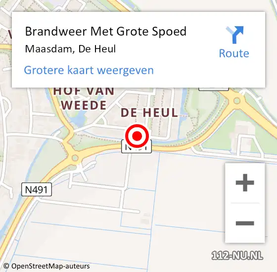 Locatie op kaart van de 112 melding: Brandweer Met Grote Spoed Naar Maasdam, De Heul op 26 januari 2018 17:41