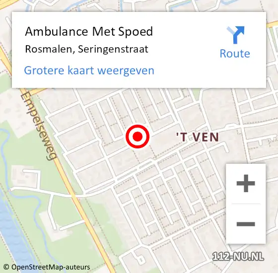 Locatie op kaart van de 112 melding: Ambulance Met Spoed Naar Rosmalen, Seringenstraat op 26 januari 2018 17:49