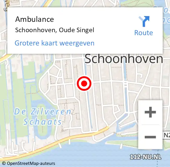 Locatie op kaart van de 112 melding: Ambulance Schoonhoven, Oude Singel op 26 januari 2018 18:05