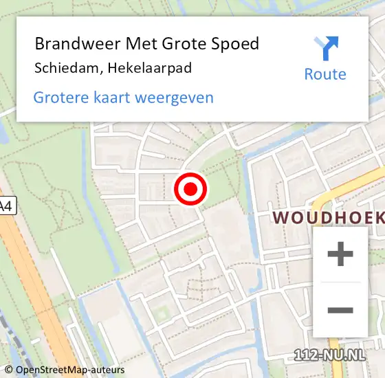 Locatie op kaart van de 112 melding: Brandweer Met Grote Spoed Naar Schiedam, Hekelaarpad op 26 januari 2018 18:21