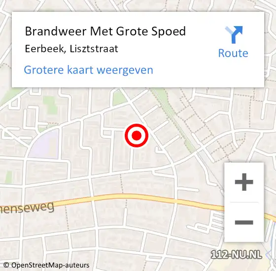 Locatie op kaart van de 112 melding: Brandweer Met Grote Spoed Naar Eerbeek, Lisztstraat op 26 januari 2018 18:25