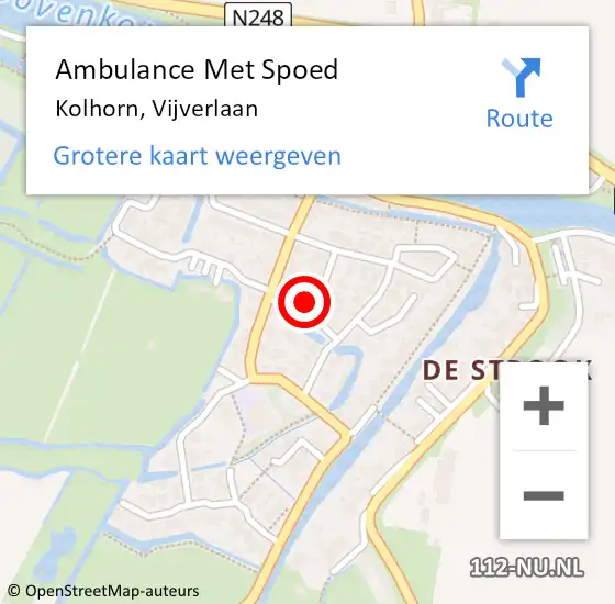 Locatie op kaart van de 112 melding: Ambulance Met Spoed Naar Kolhorn, Vijverlaan op 14 februari 2014 12:29