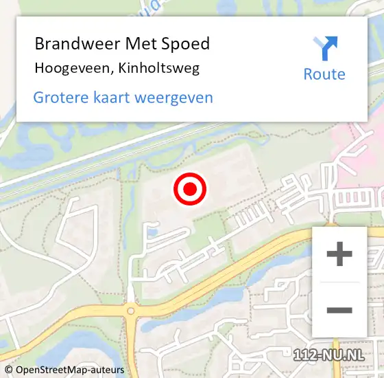 Locatie op kaart van de 112 melding: Brandweer Met Spoed Naar Hoogeveen, Kinholtsweg op 26 januari 2018 19:42