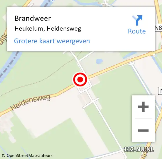 Locatie op kaart van de 112 melding: Brandweer Heukelum, Heidensweg op 26 januari 2018 19:49