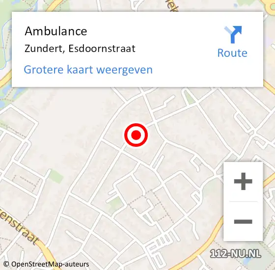 Locatie op kaart van de 112 melding: Ambulance Zundert, Esdoornstraat op 26 januari 2018 20:11