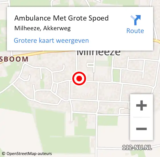 Locatie op kaart van de 112 melding: Ambulance Met Grote Spoed Naar Milheeze, Akkerweg op 26 januari 2018 20:27