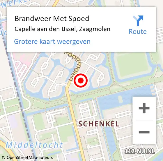 Locatie op kaart van de 112 melding: Brandweer Met Spoed Naar Capelle aan den IJssel, Zaagmolen op 26 januari 2018 20:34
