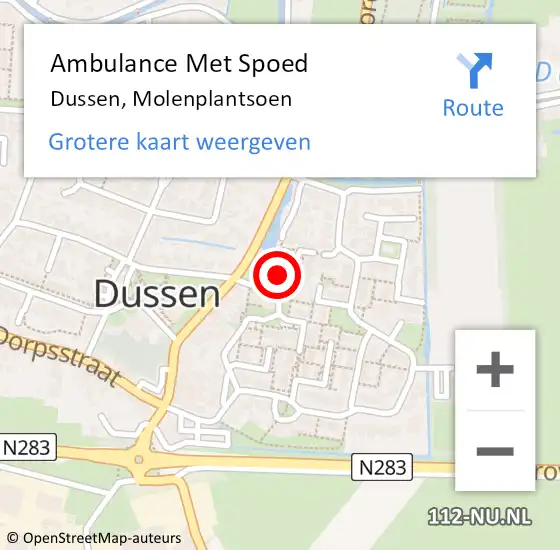 Locatie op kaart van de 112 melding: Ambulance Met Spoed Naar Dussen, Molenplantsoen op 26 januari 2018 20:39