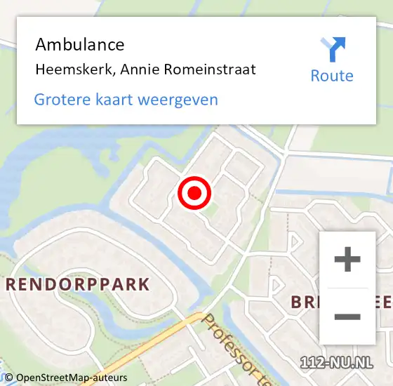 Locatie op kaart van de 112 melding: Ambulance Heemskerk, Annie Romeinstraat op 26 januari 2018 21:38