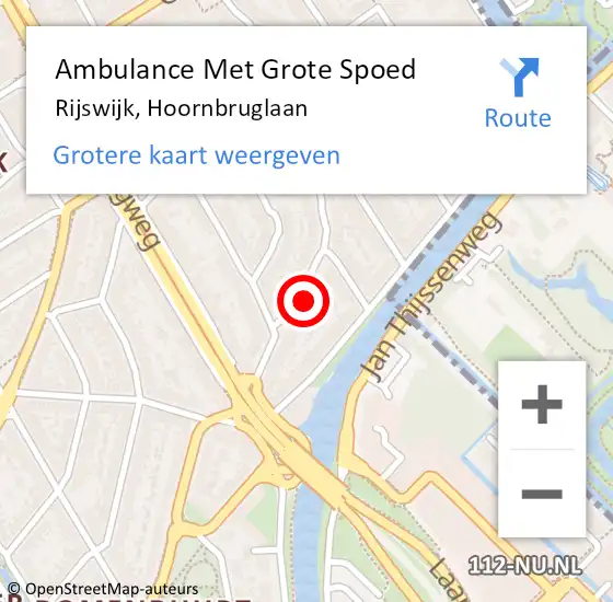 Locatie op kaart van de 112 melding: Ambulance Met Grote Spoed Naar Rijswijk, Hoornbruglaan op 26 januari 2018 23:05