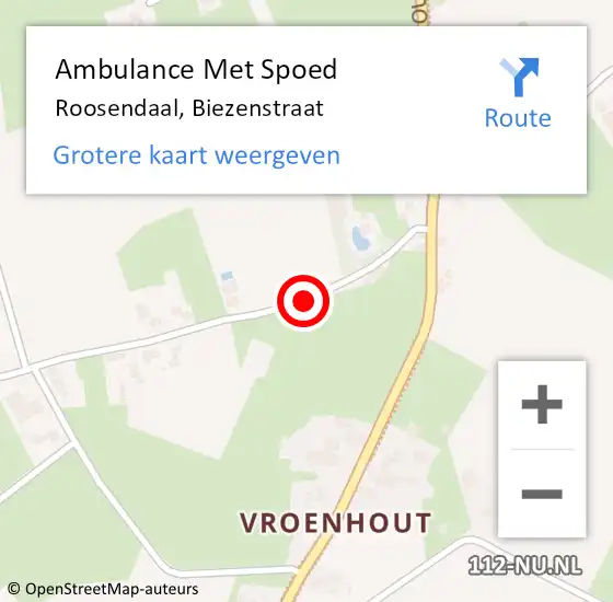 Locatie op kaart van de 112 melding: Ambulance Met Spoed Naar Roosendaal, Biezenstraat op 26 januari 2018 23:22