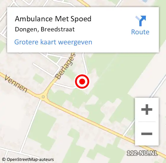 Locatie op kaart van de 112 melding: Ambulance Met Spoed Naar Dongen, Breedstraat op 26 januari 2018 23:24