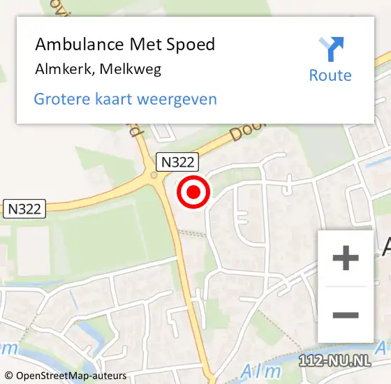 Locatie op kaart van de 112 melding: Ambulance Met Spoed Naar Almkerk, Melkweg op 26 januari 2018 23:56