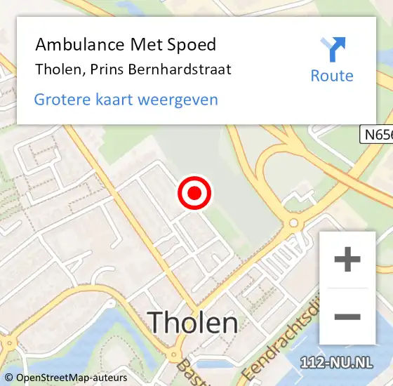 Locatie op kaart van de 112 melding: Ambulance Met Spoed Naar Tholen, Prins Bernhardstraat op 27 januari 2018 00:47