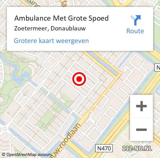 Locatie op kaart van de 112 melding: Ambulance Met Grote Spoed Naar Zoetermeer, Donaublauw op 27 januari 2018 00:58