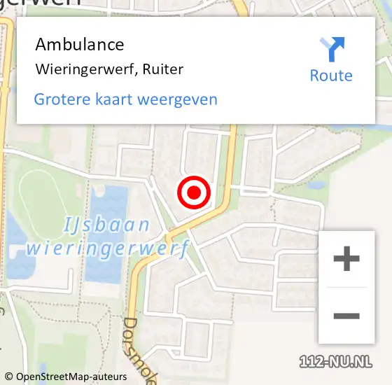 Locatie op kaart van de 112 melding: Ambulance Wieringerwerf, Ruiter op 27 januari 2018 01:05