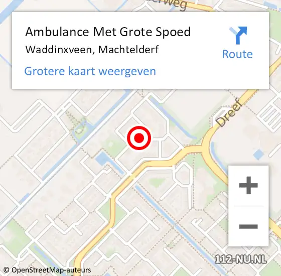 Locatie op kaart van de 112 melding: Ambulance Met Grote Spoed Naar Waddinxveen, Machtelderf op 27 januari 2018 02:24