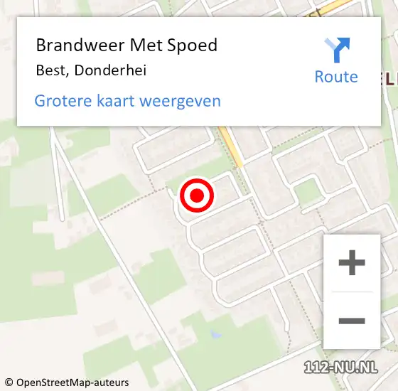 Locatie op kaart van de 112 melding: Brandweer Met Spoed Naar Best, Donderhei op 27 januari 2018 03:09