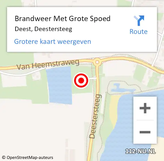 Locatie op kaart van de 112 melding: Brandweer Met Grote Spoed Naar Deest, Deestersteeg op 27 januari 2018 03:13