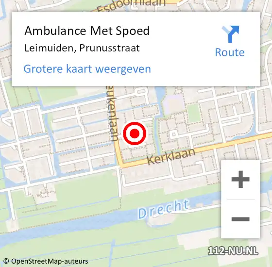 Locatie op kaart van de 112 melding: Ambulance Met Spoed Naar Leimuiden, Prunusstraat op 27 januari 2018 03:41