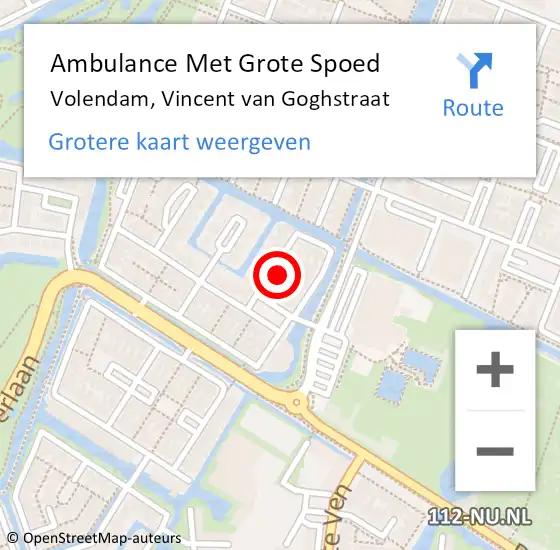 Locatie op kaart van de 112 melding: Ambulance Met Grote Spoed Naar Volendam, Vincent van Goghstraat op 27 januari 2018 04:15