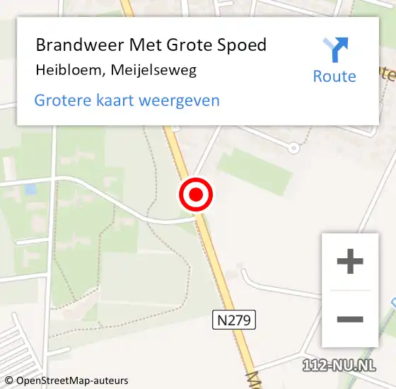 Locatie op kaart van de 112 melding: Brandweer Met Grote Spoed Naar Heibloem, Meijelseweg op 27 januari 2018 04:35