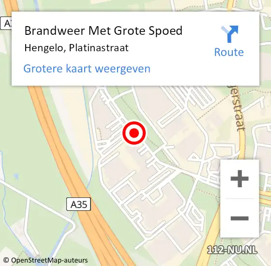 Locatie op kaart van de 112 melding: Brandweer Met Grote Spoed Naar Hengelo, Platinastraat op 27 januari 2018 04:36