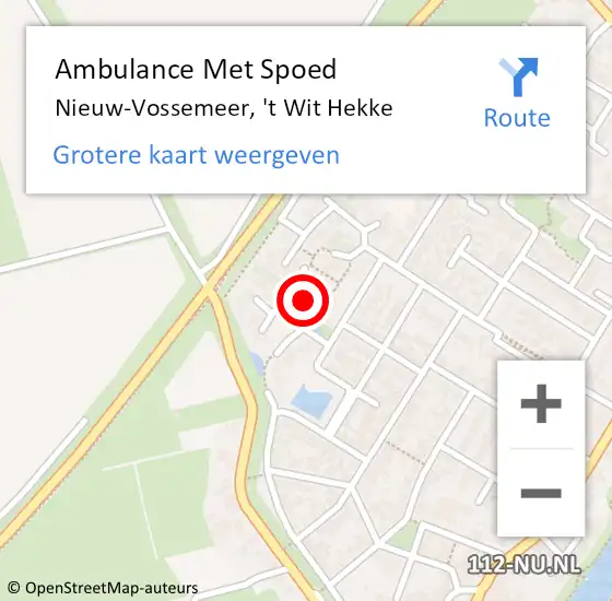 Locatie op kaart van de 112 melding: Ambulance Met Spoed Naar Nieuw-Vossemeer, 't Wit Hekke op 27 januari 2018 05:03