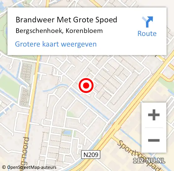 Locatie op kaart van de 112 melding: Brandweer Met Grote Spoed Naar Bergschenhoek, Korenbloem op 27 januari 2018 06:41