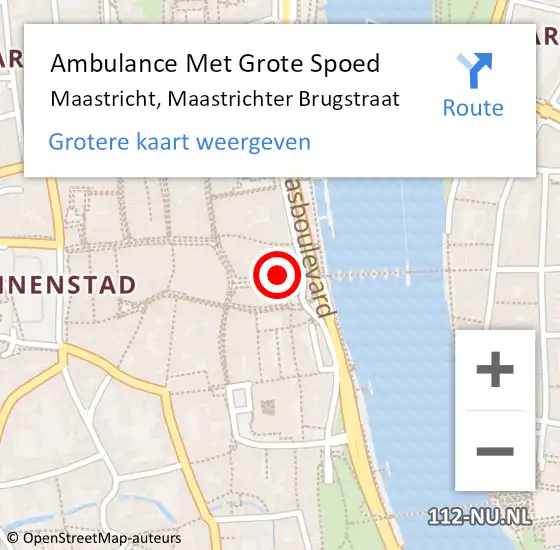 Locatie op kaart van de 112 melding: Ambulance Met Grote Spoed Naar Maastricht, Maastrichter Brugstraat op 14 februari 2014 13:02