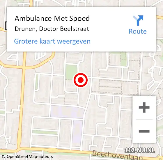 Locatie op kaart van de 112 melding: Ambulance Met Spoed Naar Drunen, Doctor Beelstraat op 27 januari 2018 06:52