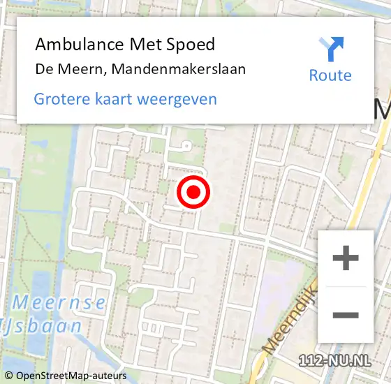 Locatie op kaart van de 112 melding: Ambulance Met Spoed Naar De Meern, Mandenmakerslaan op 27 januari 2018 06:55