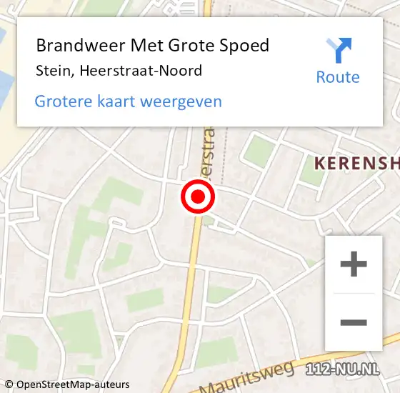 Locatie op kaart van de 112 melding: Brandweer Met Grote Spoed Naar Stein, Heerstraat-Noord op 27 januari 2018 07:00